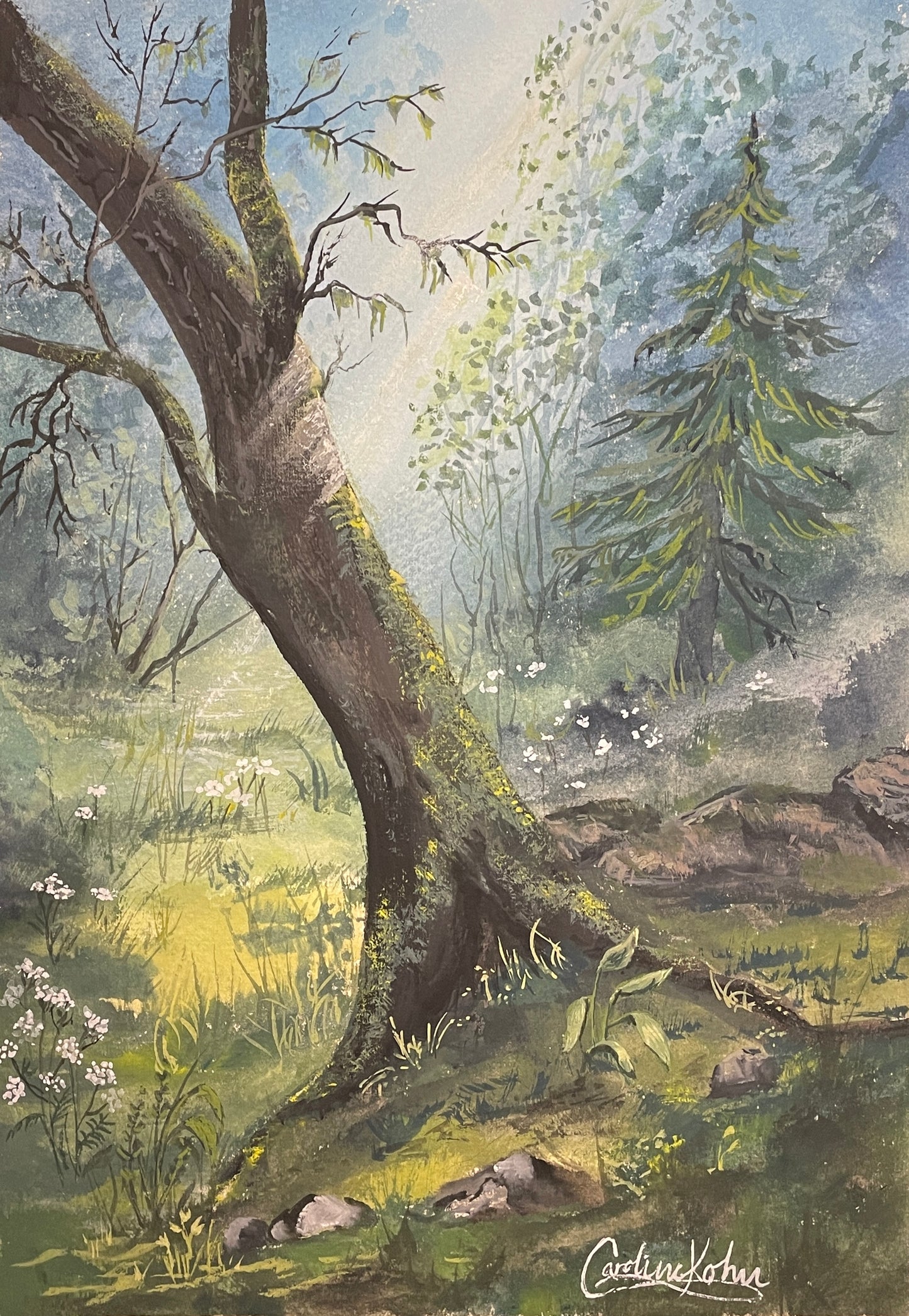 Gouache målning ¨När skogen andas¨