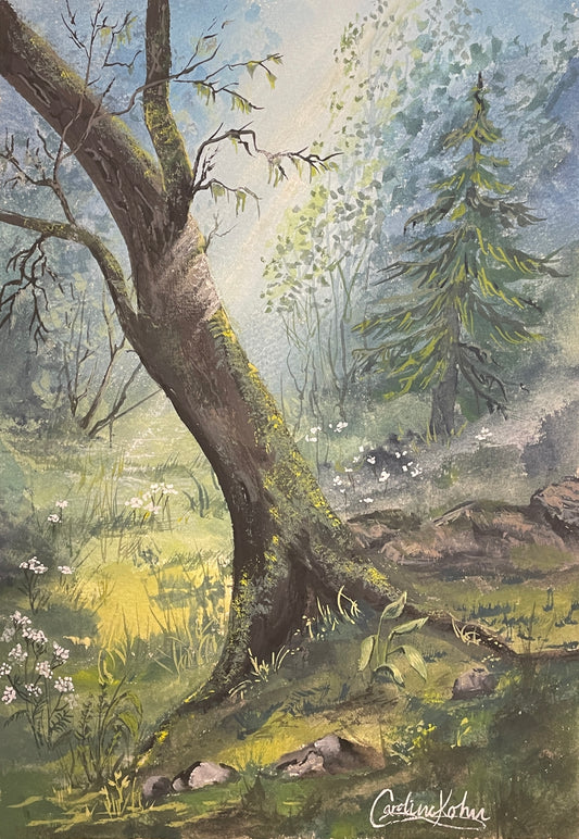 Gouache målning ¨När skogen andas¨