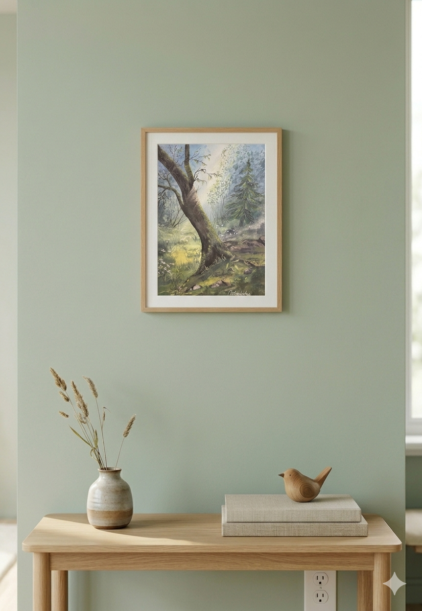 Gouache målning ¨När skogen andas¨